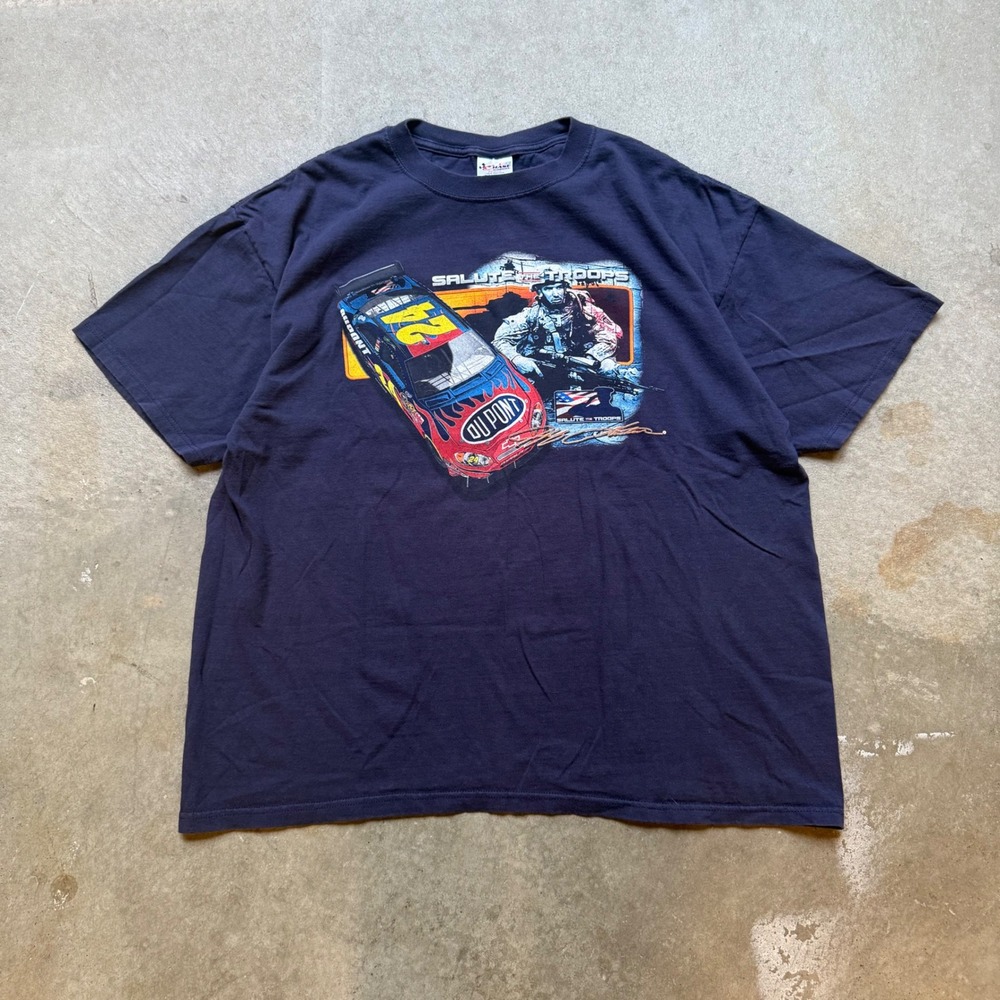 Mens Chase Authentics Jeff Gordon 24 Salute the Troops NASCAR T-Shirt 2XL Navy